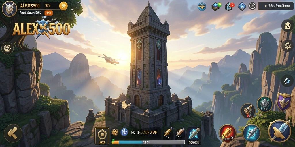 Screenshot ALEXIS500 menampilkan aksi pertahanan menara yang mendebarkan.