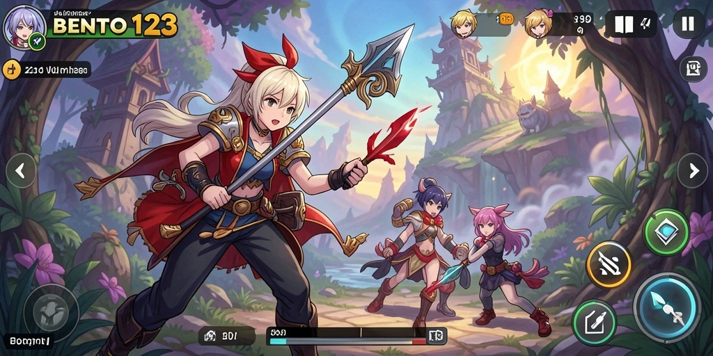 Tampilan gameplay BENTO123 yang memukau dengan karakter anime.