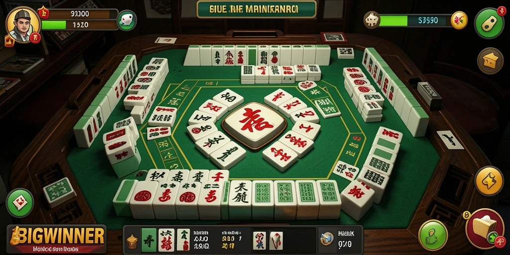 Tampilan gameplay seru dari BIGWINNER yang menampilkan ubin Mahjong.
