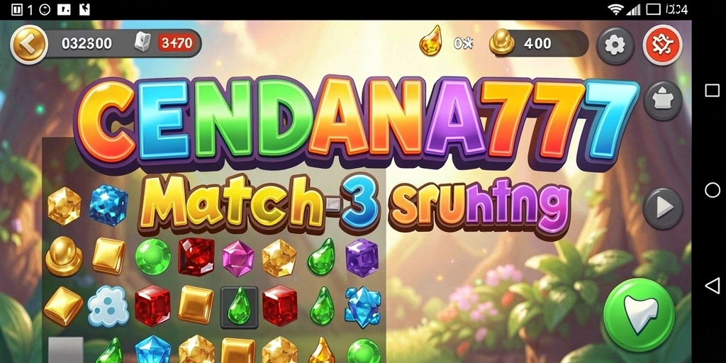 Tampilan gameplay CENDANA777 yang seru dalam gaya Match-3.