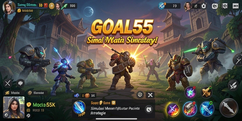 Tangkapan layar gameplay GOAL55 yang menunjukkan berbagai strategi menantang.
