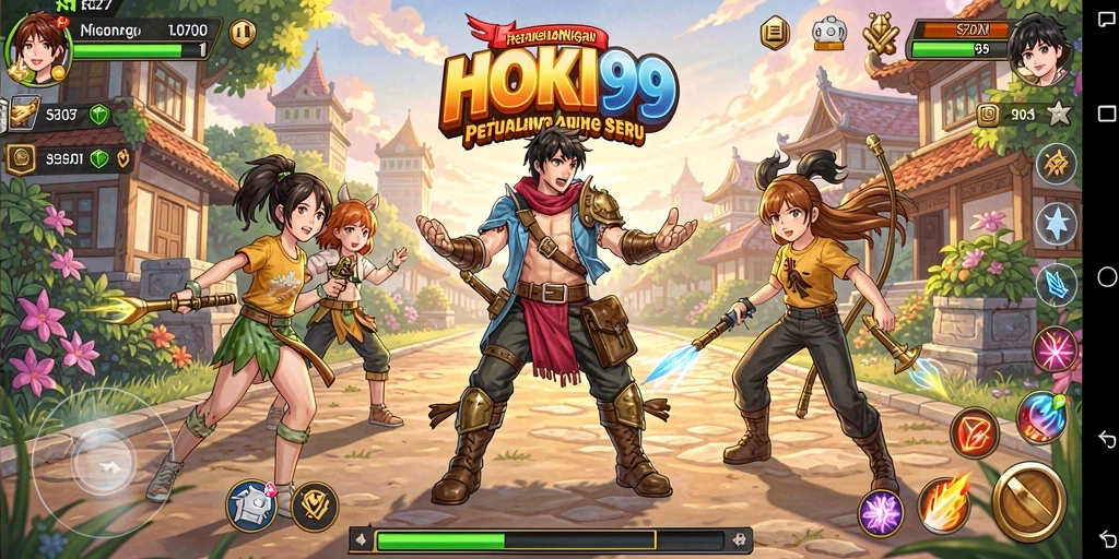 Tampilan gameplay HOKI99 yang penuh aksi dan karakter anime.