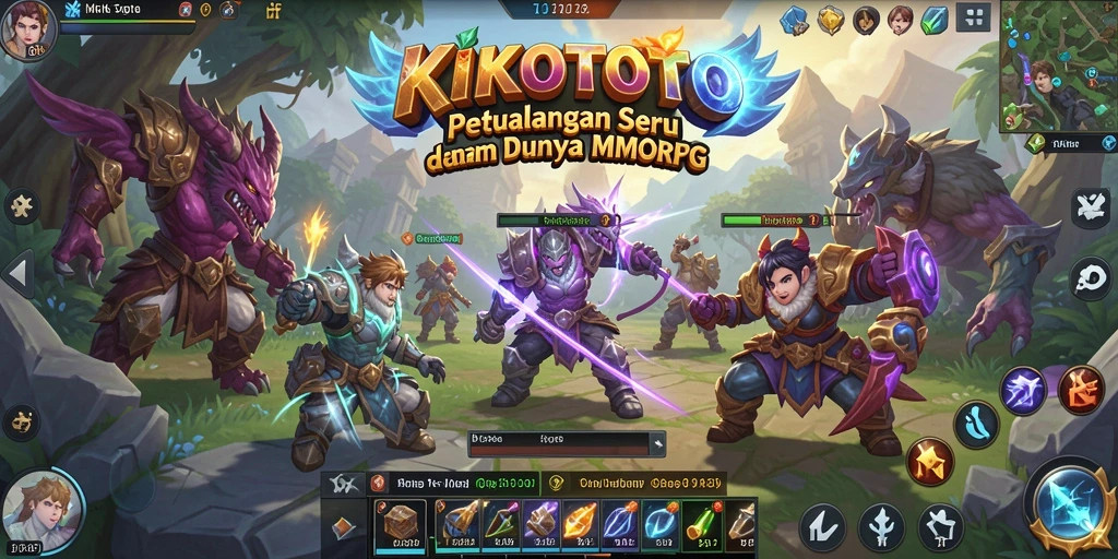 Tampilan gameplay KIKOTOTO dengan pertarungan seru dan dunia yang luas.