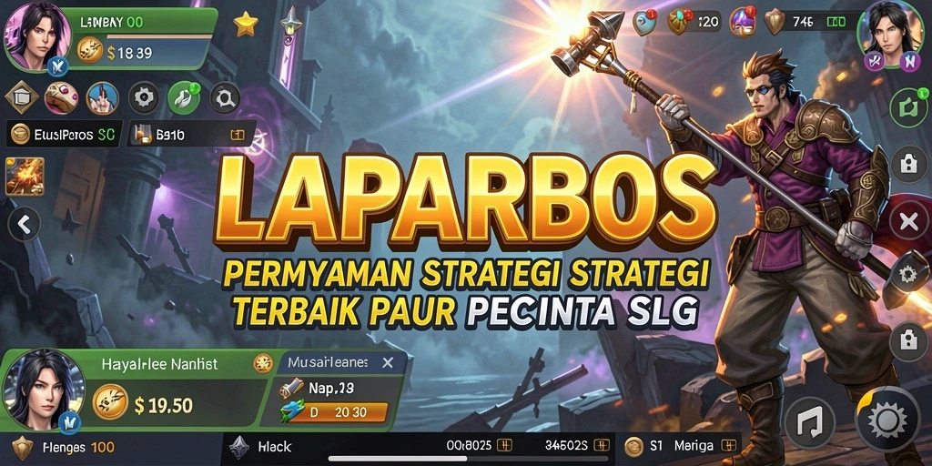 Tangkapan layar utama LAPARBOS menunjukkan pertempuran seru dan pembangunan strategi.
