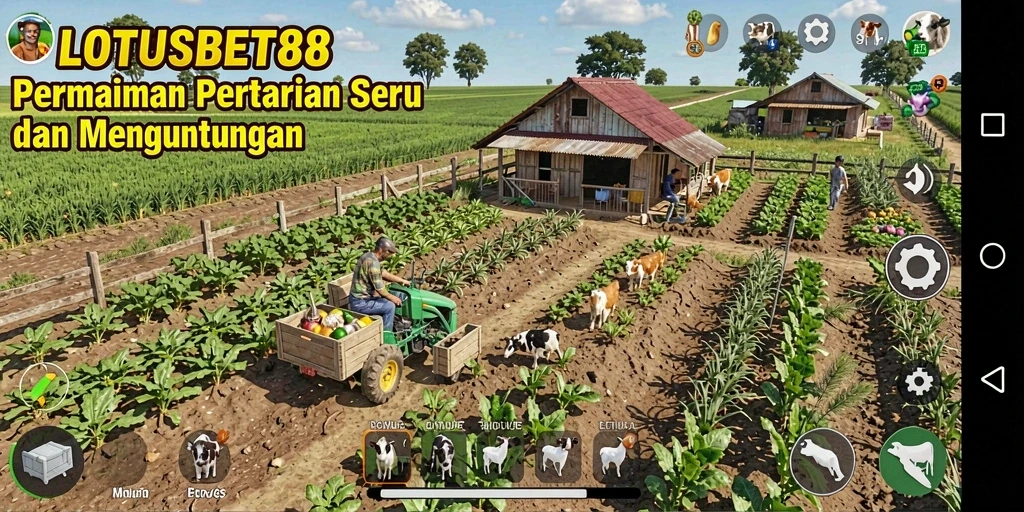 Tampilan gameplay LOTUSBET88 dengan hasil panen yang melimpah.