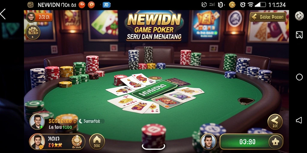 Tampilan screenshot NEWIDN yang menunjukkan suasana permainan Poker yang menegangkan.