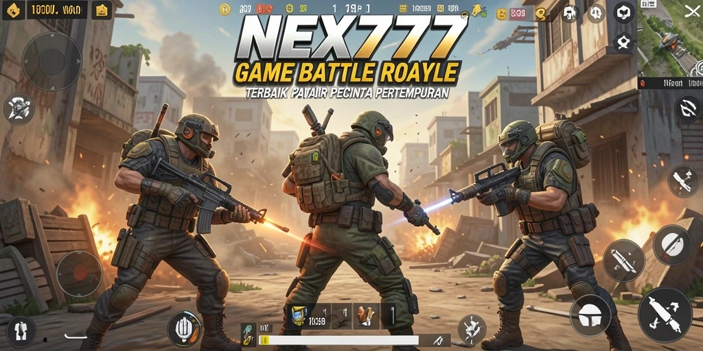Tampilan gameplay NEX777 yang menegangkan di arena Battle Royale.