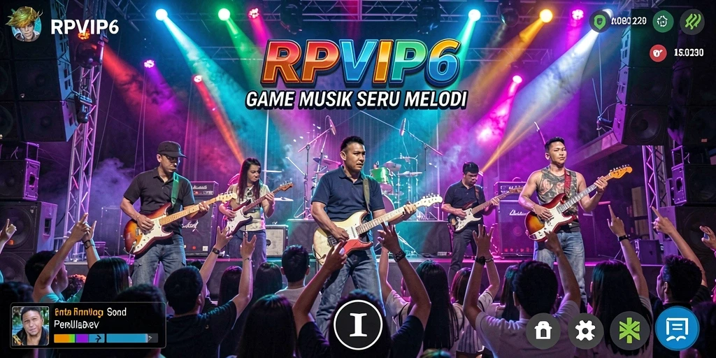 Tampilan gameplay seru di RPVIP6 yang menyajikan musik.
