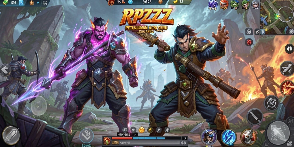 Screenshot gameplay RPZZZ yang menampilkan pertarungan mendebarkan.