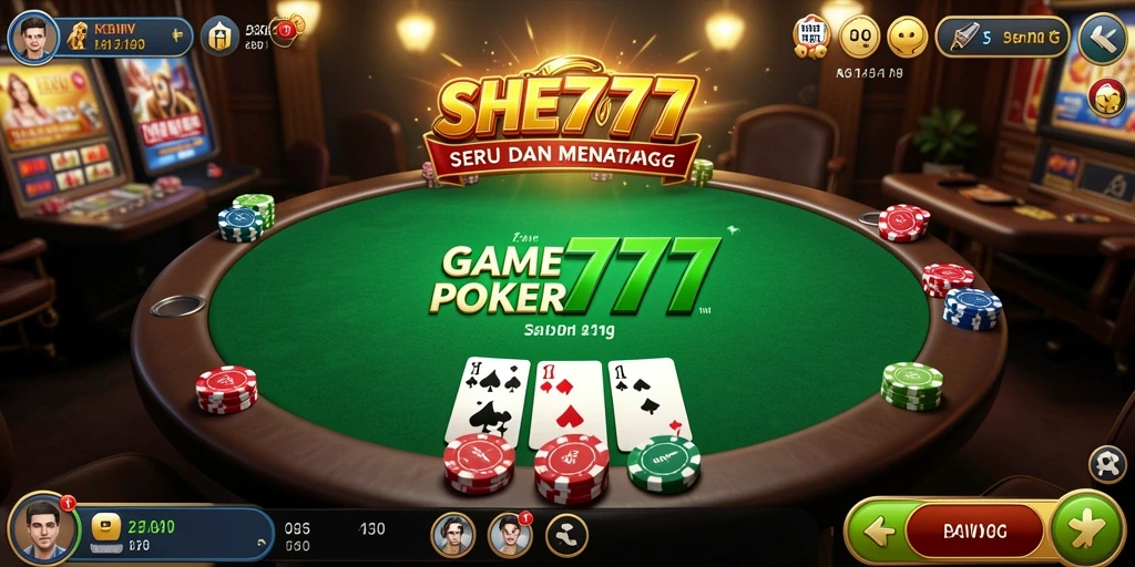 Tampilan gameplay SERU dari SHE777 saat bermain Poker.