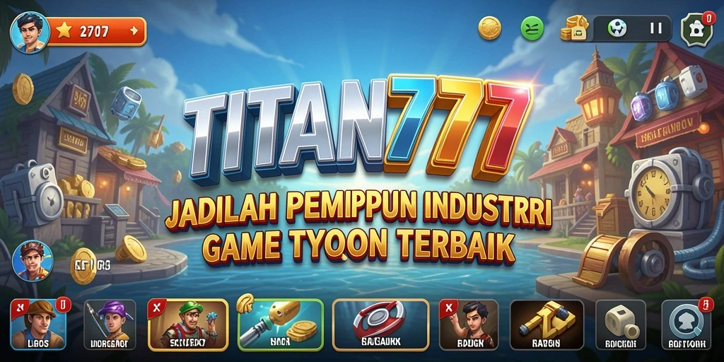 Tampilan gameplay <strong>TITAN777</strong> dengan aksi membangun bisnis yang intens.