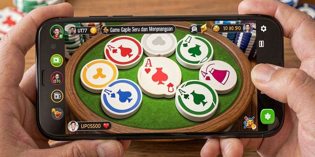 Screenshot UT77 menampilkan gameplay seru Gaple di ponsel.