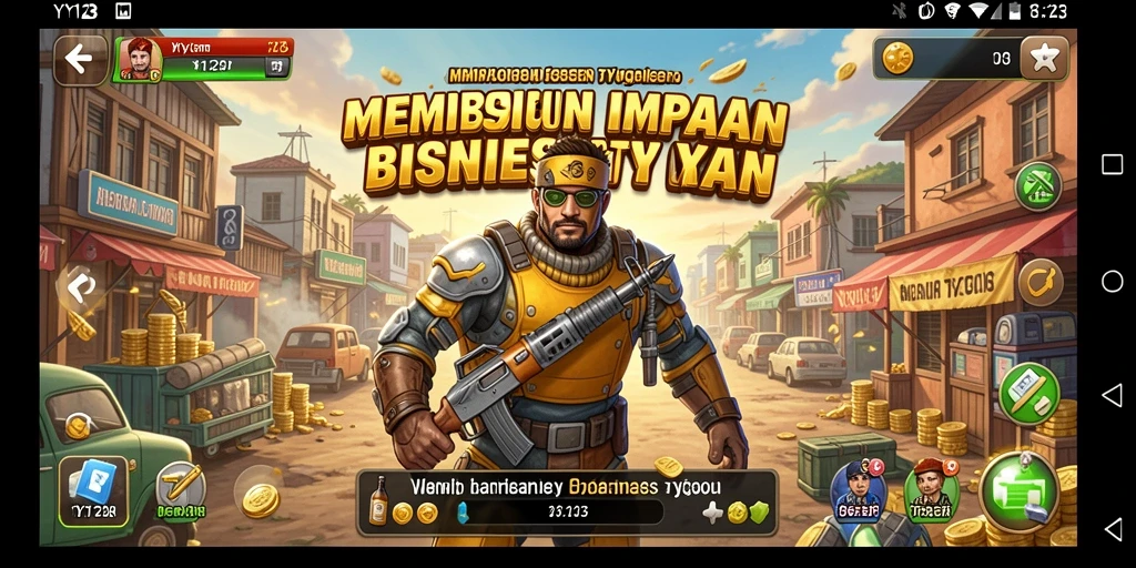 Tangkapan layar gameplay YY123 yang menggambarkan pengelolaan bisnis Tycoon.